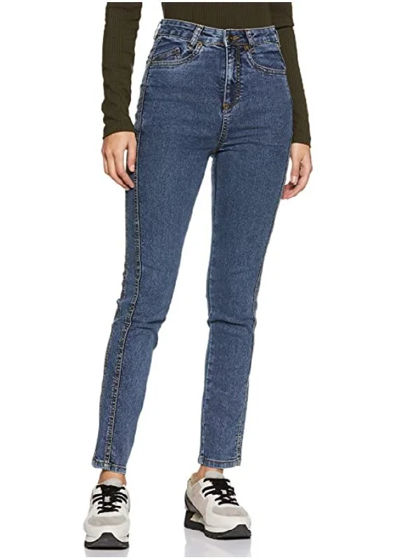 Women's Blue Slim Jeans Elegant Tapered Leg Denim