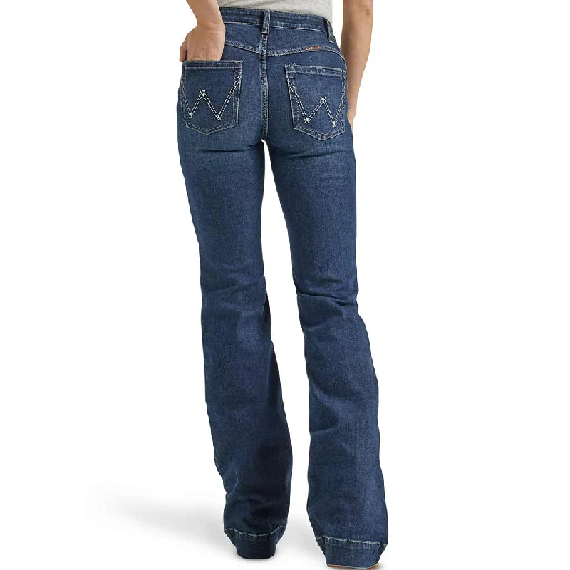 Wrangler Women's Ultimate Riding Willow Mid Rise Trouser Jeans Classic Blue Denim Jeans Wrangler Women's Ultimate Riding Willow Mid Rise Trouser Jeans Classic Blue Denim Jeans